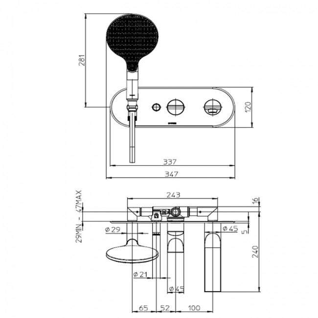 Bossini Z00557.045 Apice Смеситель для ванны, встраиваемый, на 2 выхода, с ручным душем и шлангом 150см., внешняя часть, цвет: белый Bossini Z00557.045 Apice Смеситель для ванны, встраиваемый, на 2 выхода, с ручным душем и шлангом 150см., внешняя часть, цвет: белый