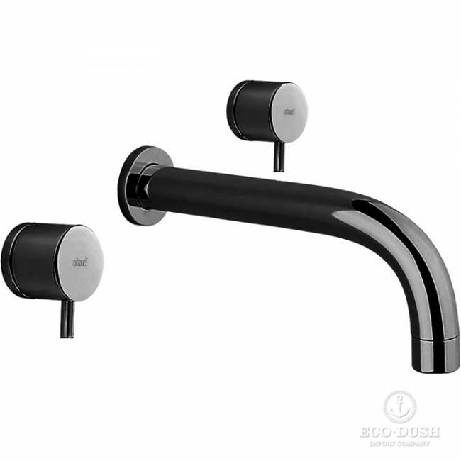 CISAL Less New Смеситель для раковины на 3 отверстия из стены,излив 250 мм, цвет: черный матовый