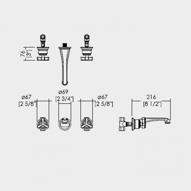 Devon&Devon Tribeca Смеситель для раковины ,настенный, цвет: никель блестящий Devon&Devon Tribeca Смеситель для раковины ,настенный, цвет: никель блестящий