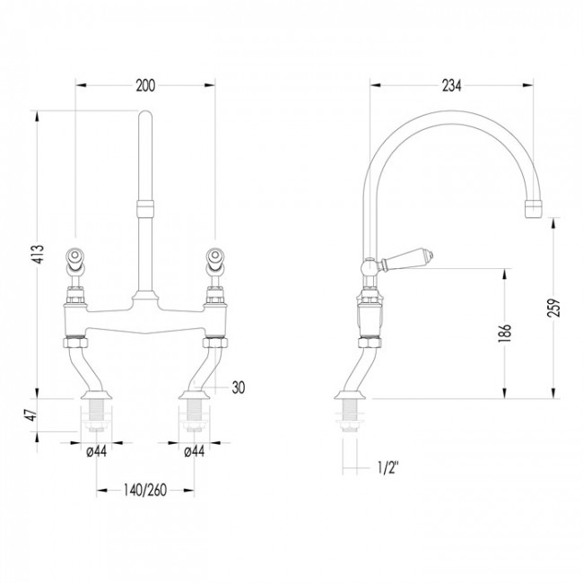 Devon&Devon Heritage Смеситель для кухни настольный, цвет: никель блестящий