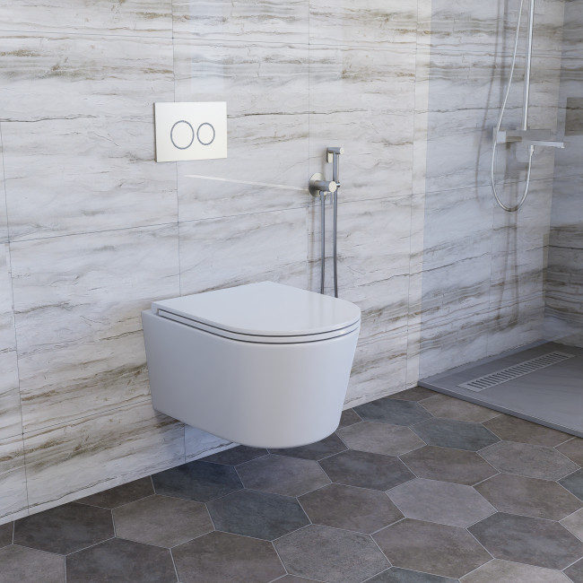 Унитаз подвесной безободковый (торнадо) DQ Schille 570*430*360мм, сиденье микролифт, белы (DT1466516)