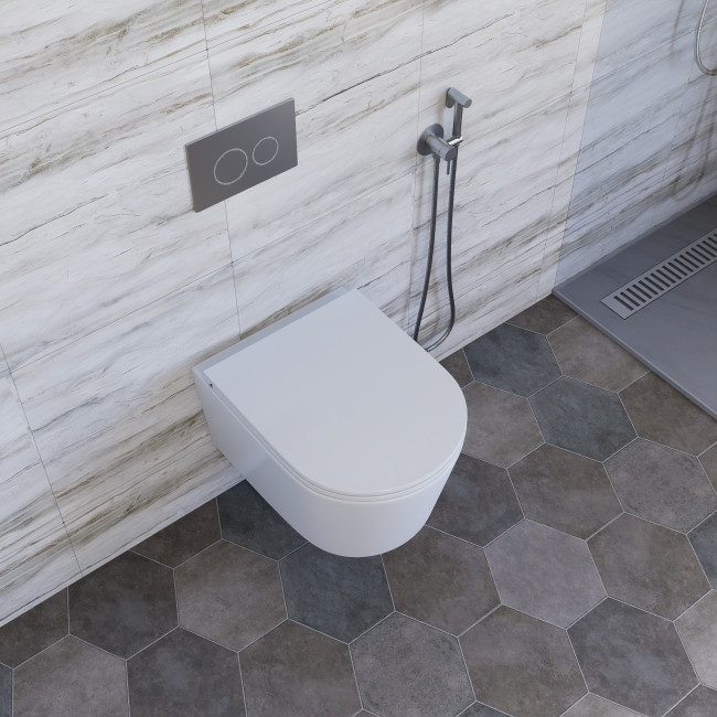 Унитаз подвесной безободковый (торнадо) DQ Schille 570*430*360мм, сиденье микролифт, белы (DT1466516)