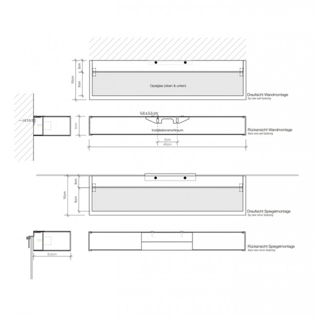 Decor Walther Box 1-40 Светильник на зеркало 40x10x5см, 2x R7S 78mm max. 100W, цвет: хром