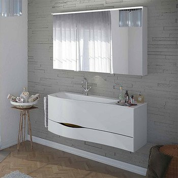 BurgBad Sinea 2.0 Тумба 1210х475 мм. с 2 мя выдв. ящик,рак.из мин. литья, подвесная, цвет белый гл.