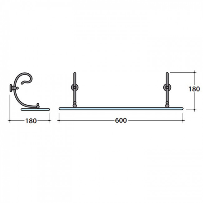 Globo Paestum Стеклянная полочка 60 см, цвет: античный металл
