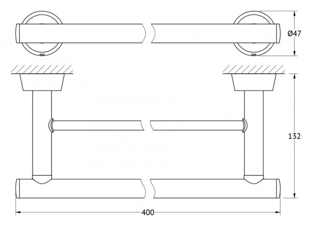 Держатель полотенец 40 см двойной FBS Vizovice VIZ 035 Держатель полотенец 40 см двойной FBS Vizovice VIZ 035
