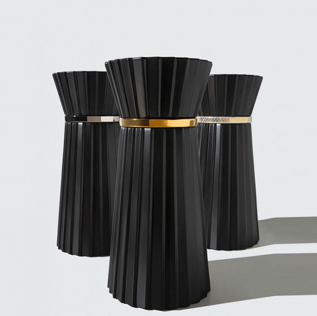 Oasis Plisse Раковина напольная O44х95см, без отв., без перелива, в комплекте с донным клапаном, цвет: черный/золото