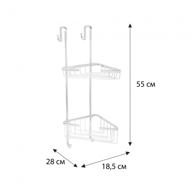 Полка для душевой кабины угловая Fixsen двухэтажная хром латунь (FX-853-2)