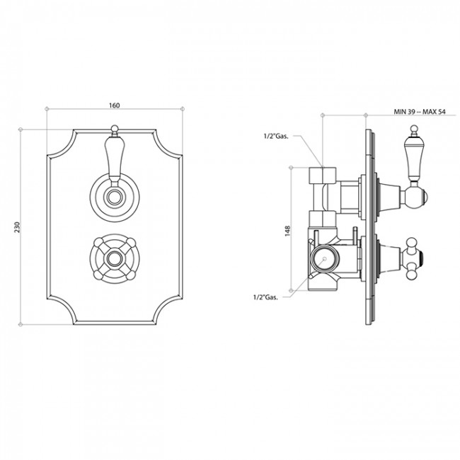 Смеситель термостатический для душа Bongio Capri, цвет: хром