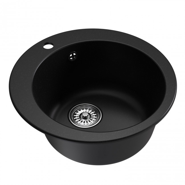 Мойкa MIXLINE ML-GM13 круглая  ультра-черная (344) 495мм (глуб. чаши 200) NEW (551898)