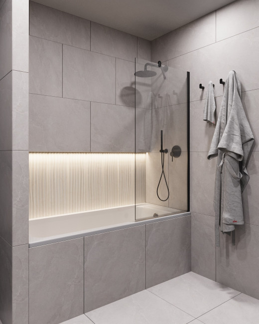 Шторка для ванны Timo TC-60/03C-8 в узком профиле 1400*600, стекло прозрачное 8 мм (T23)