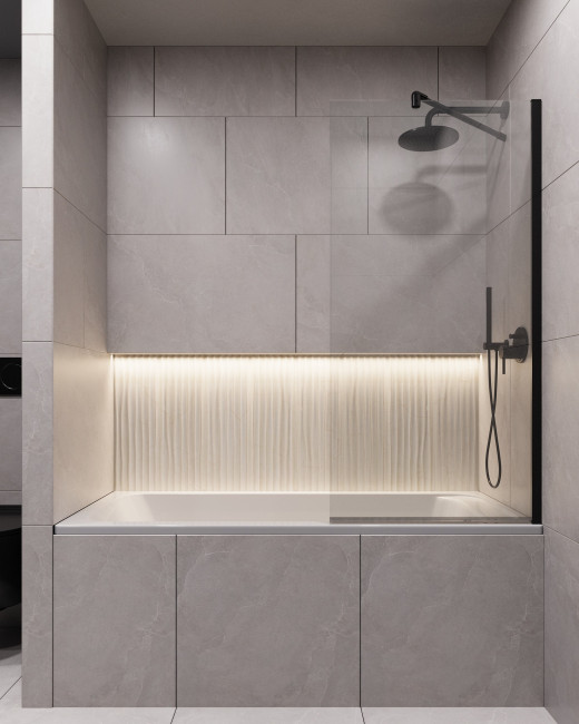 Шторка для ванны Timo TC-60/03C-8 в узком профиле 1400*600, стекло прозрачное 8 мм (T23)