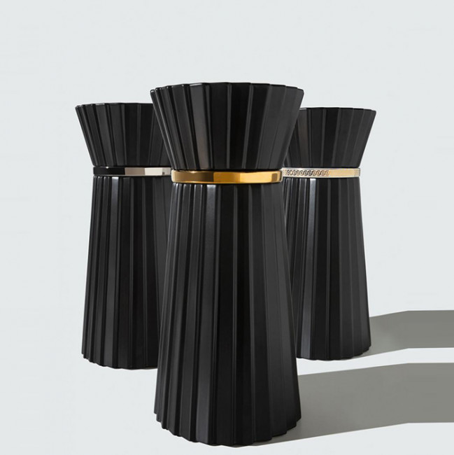 Oasis Plisse Раковина напольная O44х95см, без отв., без перелива, в комплекте с донным клапаном, цвет: черный/хром