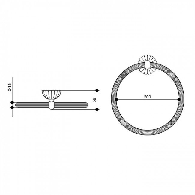 Bongio Radiant, Полотенцедержатель-кольцо 20см., подвесной, цвет: хром