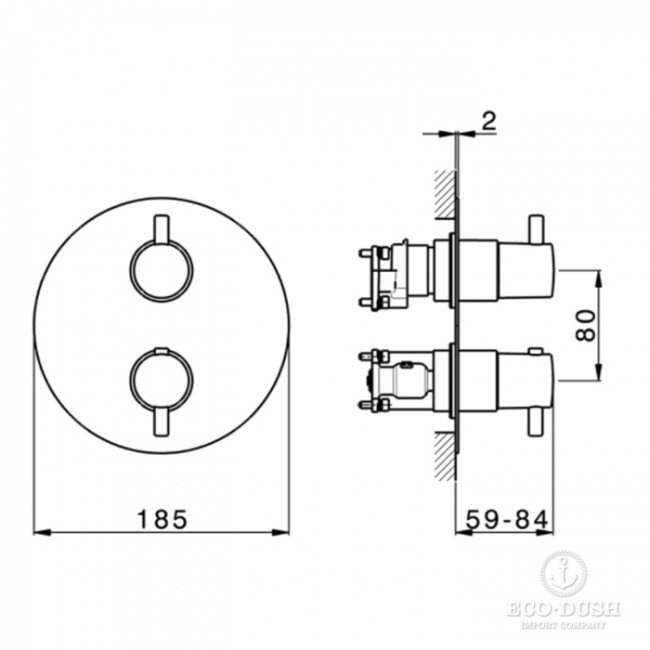 Cisal Less Minimal Смеситель для душа, встраиваемый, термостатический, с переключателем на 1/2/3 положения, внешняя часть, цвет: хром Cisal Less Minimal Смеситель для душа, встраиваемый, термостатический, с переключателем на 1/2/3 положения, внешняя часть, цвет: хром