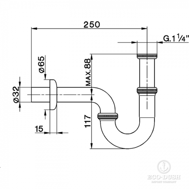 CISAL Сифон 1"1/4 для раковин, цвет: хром