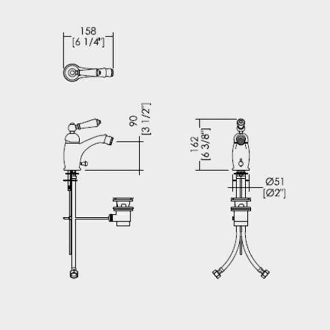 Devon&Devon  Dandy Смеситель для биде  на 1 отв., ручка белая, цвет: хром