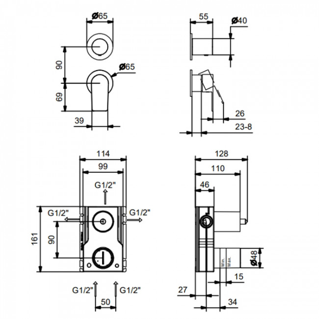 Fantini Myo Смеситель для душа, встраиваемый, цвет: черный матовый 61 13 V689B