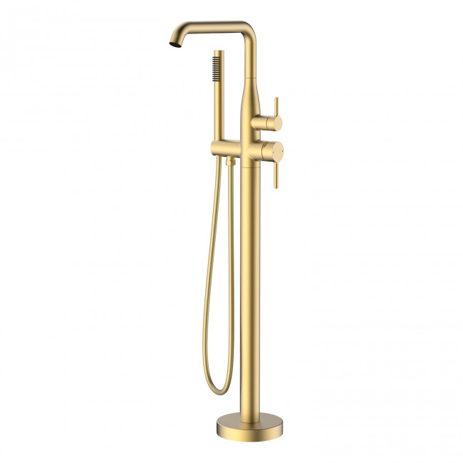 Смеситель Raglo для ванны напольный монолитный, сатин золотой (R20.33.03)