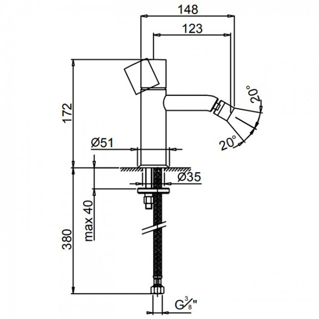 Fantini Nostromo Смеситель для биде, 1 отверстие, цвет: нержавеющая сталь 50 93 E908WF