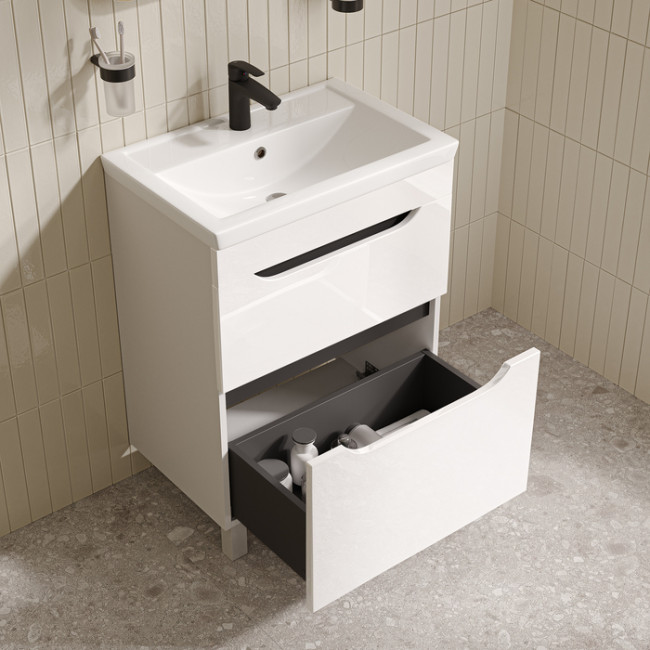 Тумба с умывальником, напольная, 60 см, белый, Ray, IDDIS, RAY60WFi95K Тумба с умывальником, напольная, 60 см, белый, Ray, IDDIS, RAY60WFi95K