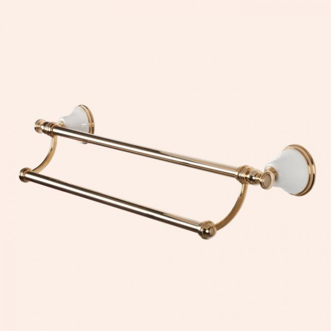 TW Harmony 012, полотенцедержатель двойной 58см, подвесной, цвет: золото/белый TW Harmony 012, полотенцедержатель двойной 58см, подвесной, цвет: золото/белый