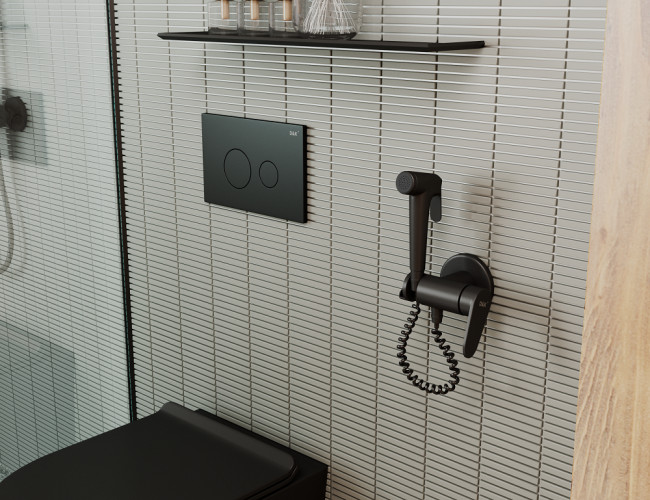 Смеситель с гигиеническим душем встраиваемый черный матовый (DA1394585)