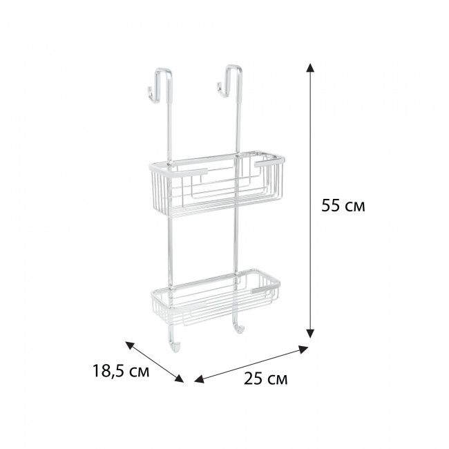 Полка для душевой кабины Fixsen прямая двухэтажная хром латунь (FX-854-2)