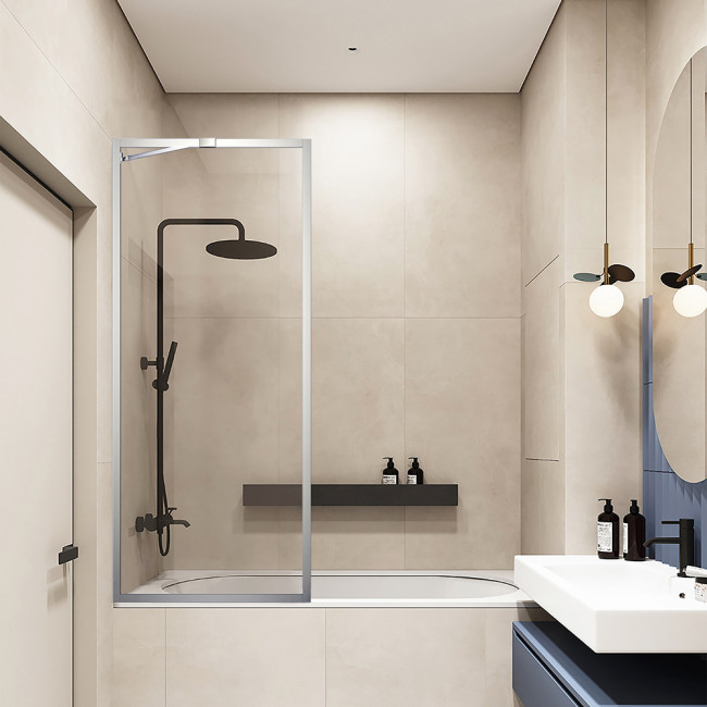 Шторка на ванну Veconi PL85-60-01-C7 600x1500, хром, прозрачное