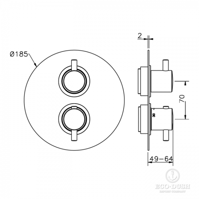 CISAL Less New Термостатический смеситель с переключателем на 2 положения, цвет: черный матовый