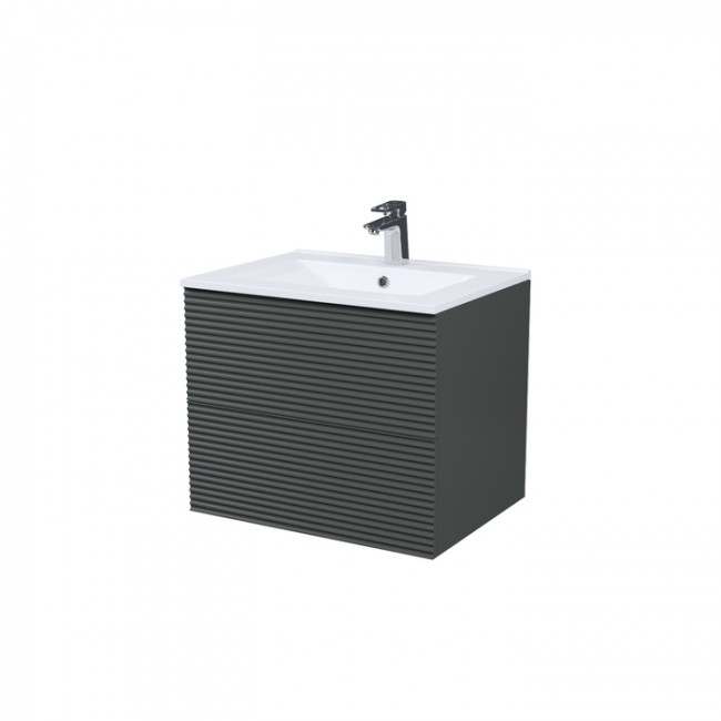 Тумба с умывальником IDDIS Bild подвесная, 60 см, темно-серый (BIL60G0i95K)