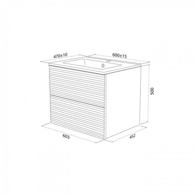Тумба с умывальником IDDIS Bild подвесная, 60 см, темно-серый (BIL60G0i95K)