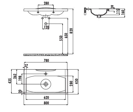 CREAVIT Раковина LN180 мебельная (45*80см) LN180-00CB00E-0000