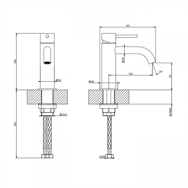 Gessi 316 Смеситель для раковины, на 1 отв., цвет: Brushed Brass PVD