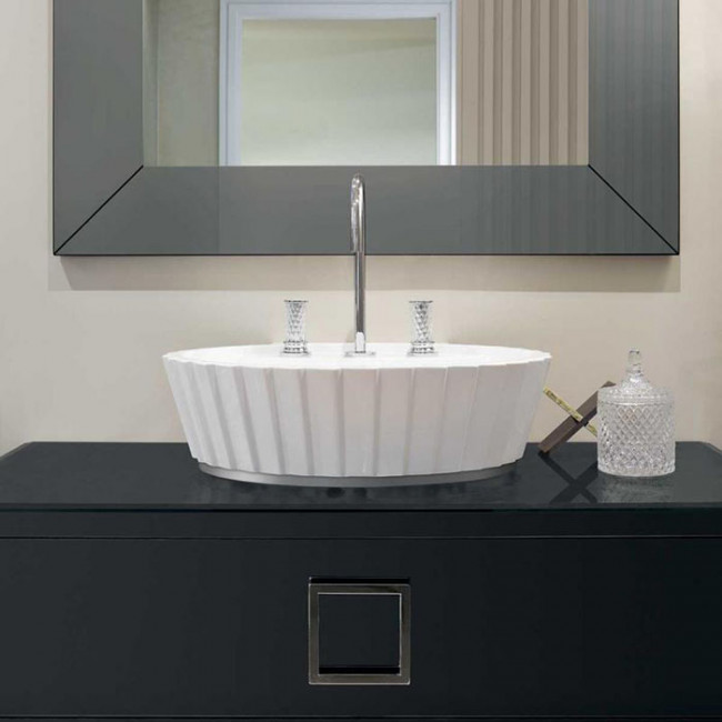 Oasis Plisse Раковина 66x46x16 см, 3 отв., накладная, цвет: хром/белый