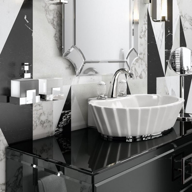 Oasis Plisse Раковина 66x46x16 см, 3 отв., накладная, цвет: хром/белый