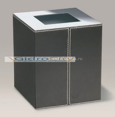 Корзина для мусора бкрышки Kenia box хром+натур.кожа (коричн.цвет) Windisch 89138R