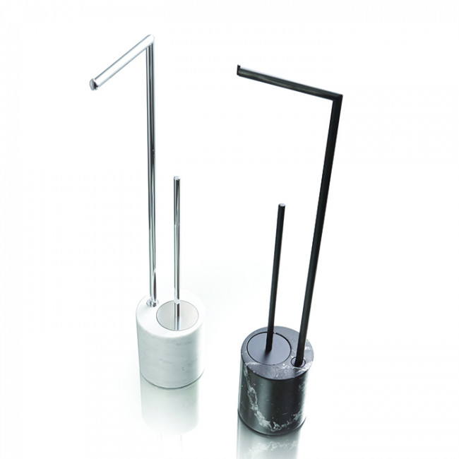 Bertocci Carrarino Напольная стойка, с туалетным ёршиком и бумагодержателем, цвет: черный мрамор/черный мат Bertocci Carrarino Напольная стойка, с туалетным ёршиком и бумагодержателем, цвет: черный мрамор/черный мат