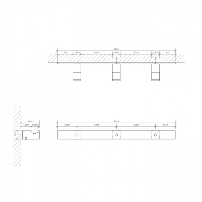 Decor Walther Corner HAK3 Панель с 3 крючками 18x4см, подвесной, цвет: хром