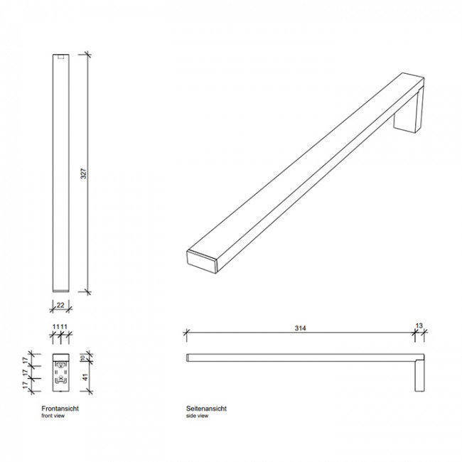 Decor Walther Contract Полотенцедержатель 33см., подвесной, цвет: черный матовый
