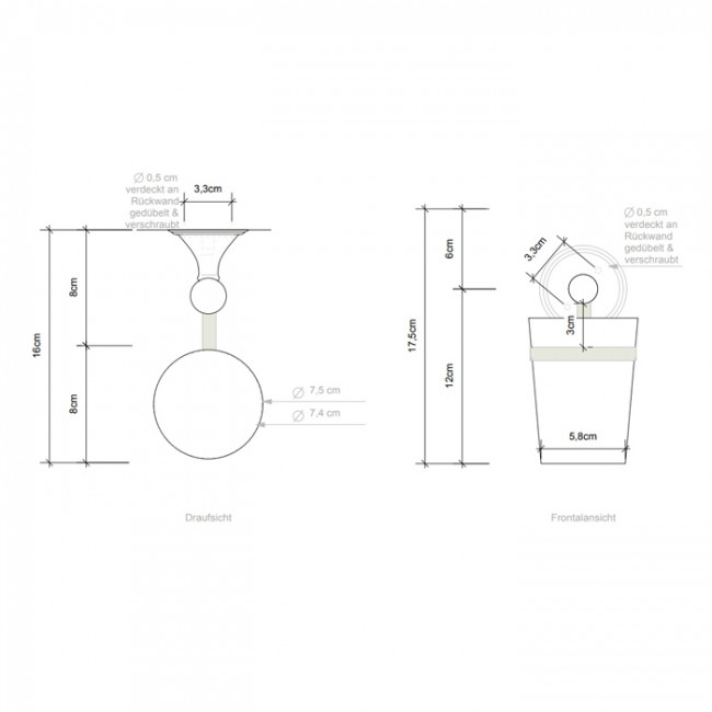Decor Walther Classic WMG Стакан подвесной, фарфор, цвет: никель полированный