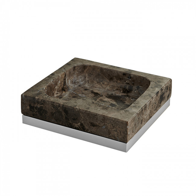 3SC Palace MARMO Мыльница настольная, цвет: мрамор Emperador dark/хром