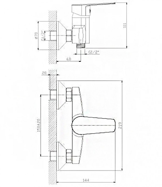 Смеситель для душа Rossinka S (S35-41)