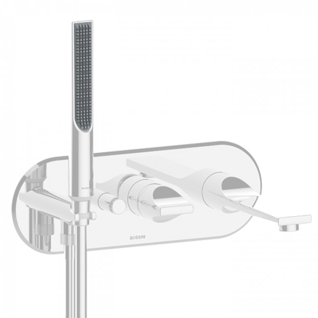 Bossini Z00555.045 Apice Смеситель для ванны встраиваемый, однорычажный, с ручным душем Slim и шлангом 1500 мм., цвет: белый матовый
