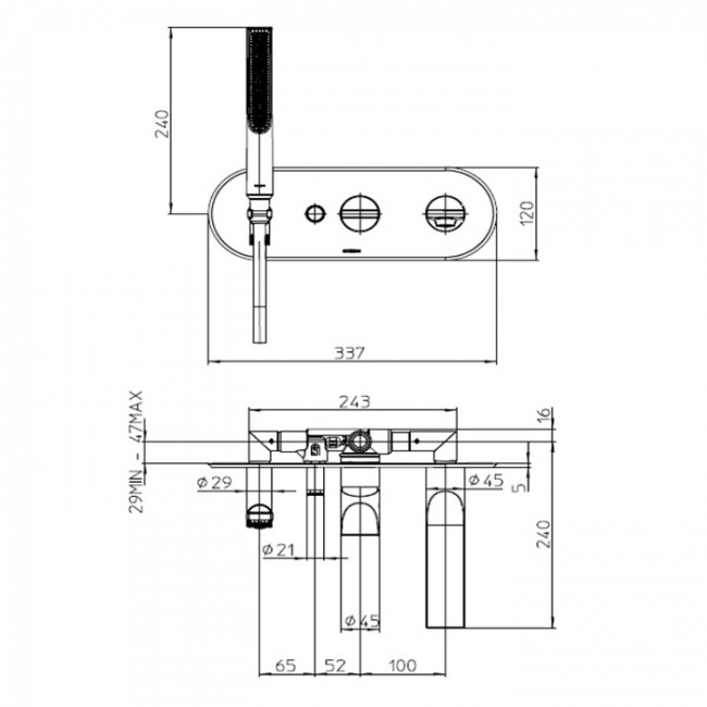 Bossini Z00555.045 Apice Смеситель для ванны встраиваемый, однорычажный, с ручным душем Slim и шлангом 1500 мм., цвет: белый матовый