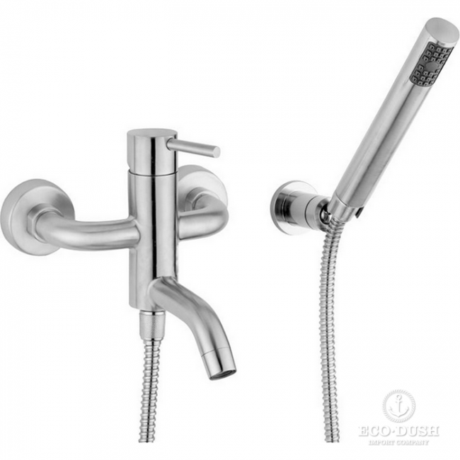 CISAL Xion Смеситель настенный для ванны/душа с ручной лейкой, держателем и шлангом 150 см, цвет: нержавеющая сталь CISAL Xion Смеситель настенный для ванны/душа с ручной лейкой, держателем и шлангом 150 см, цвет: нержавеющая сталь