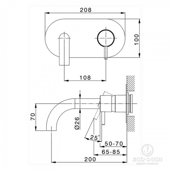 Cisal Less New Смеситель для раковины, встраиваемый, излив: 20см, цвет: хром