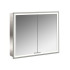 EMCO Prime Зеркальный шкаф 80x70см., с подсветкой, встраиваемый, 2 двери, 2 полки, розетка, цвет: белый