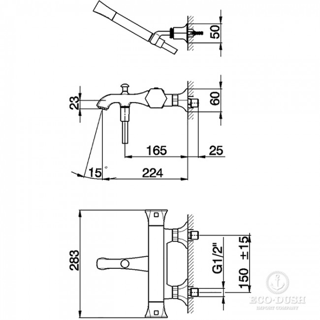 CISAL Cherie Термостатический смеситель для ванны, с душевым комплектом, цвет: хром CED2701021