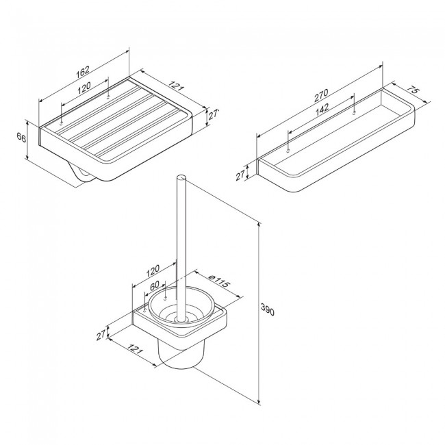 Damixa DAK770T2903W Jupiter набор аксессуаров для зоны туалета Damixa DAK770T2903W Jupiter набор аксессуаров для зоны туалета